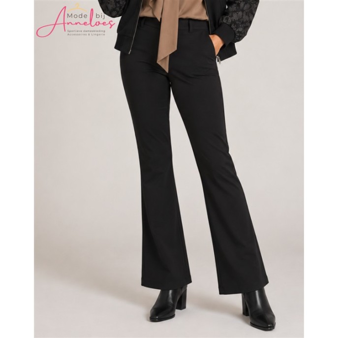 Lady Day Broek Poppy Soft Touch flared Zwart Lady Day Broek Poppy Soft Touch flared Zwart